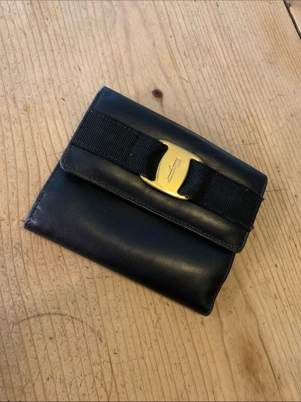 Salvatore Ferragamo, black snap closure wallet